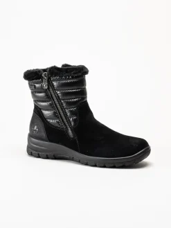 Rieker - Svarta fodrade boots i mocka