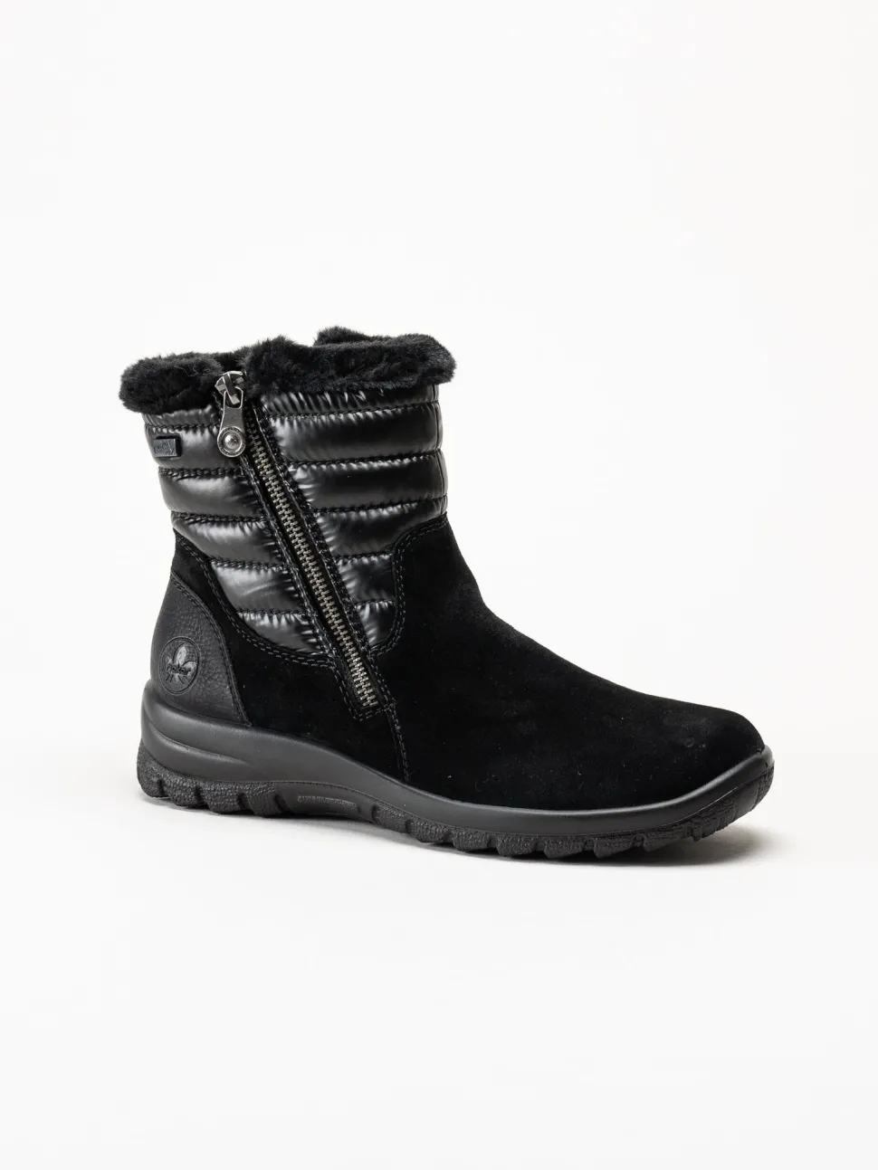 Rieker - Svarta fodrade boots i mocka