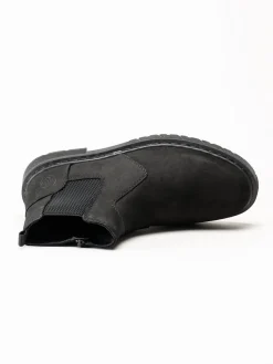 Rieker - Svarta fodrade boots i oljad nubuck