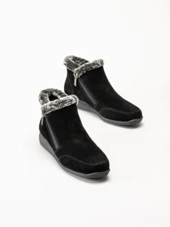 Rieker - Svarta fodrade boots i mocka