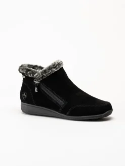 Rieker - Svarta fodrade boots i mocka
