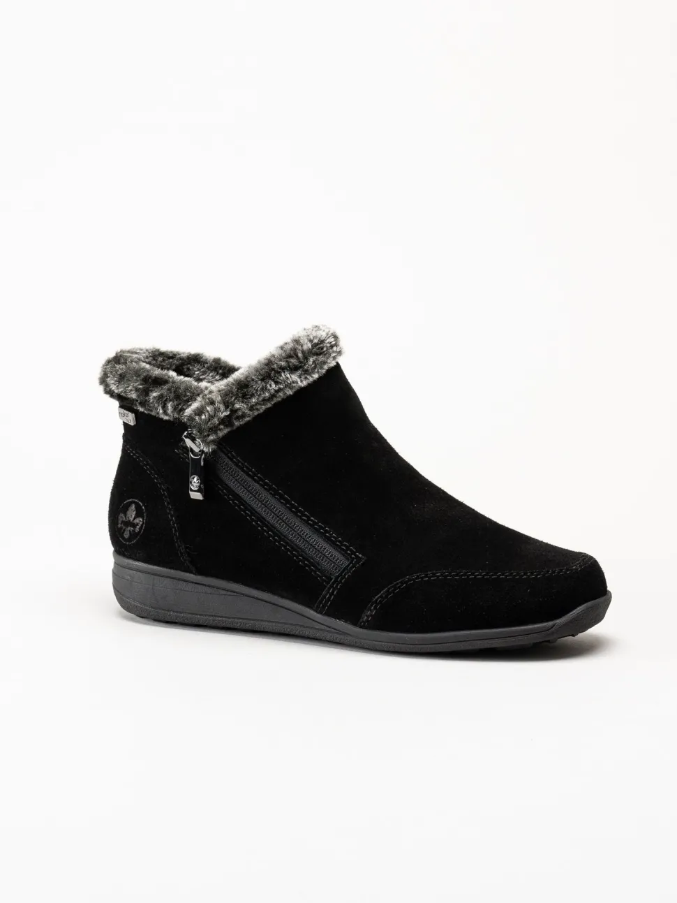 Rieker - Svarta fodrade boots i mocka