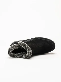 Rieker - Svarta fodrade boots i mocka