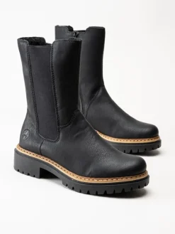 Rieker - Svarta fodrade höga resårboots