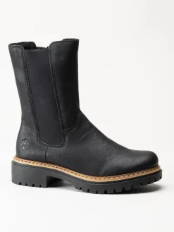 Rieker - Svarta fodrade höga resårboots