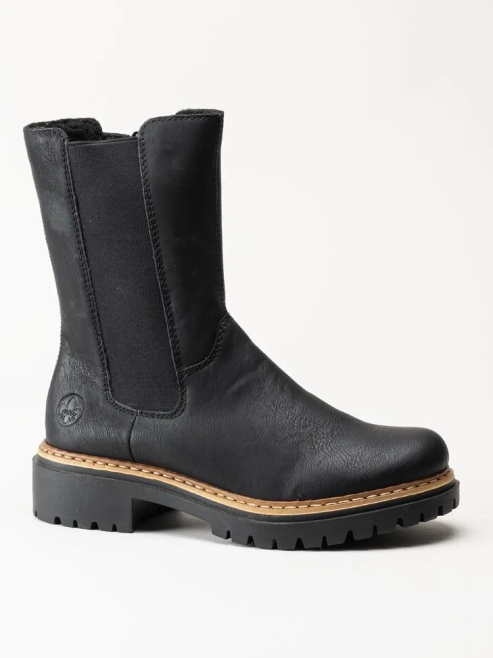Rieker - Svarta fodrade höga resårboots