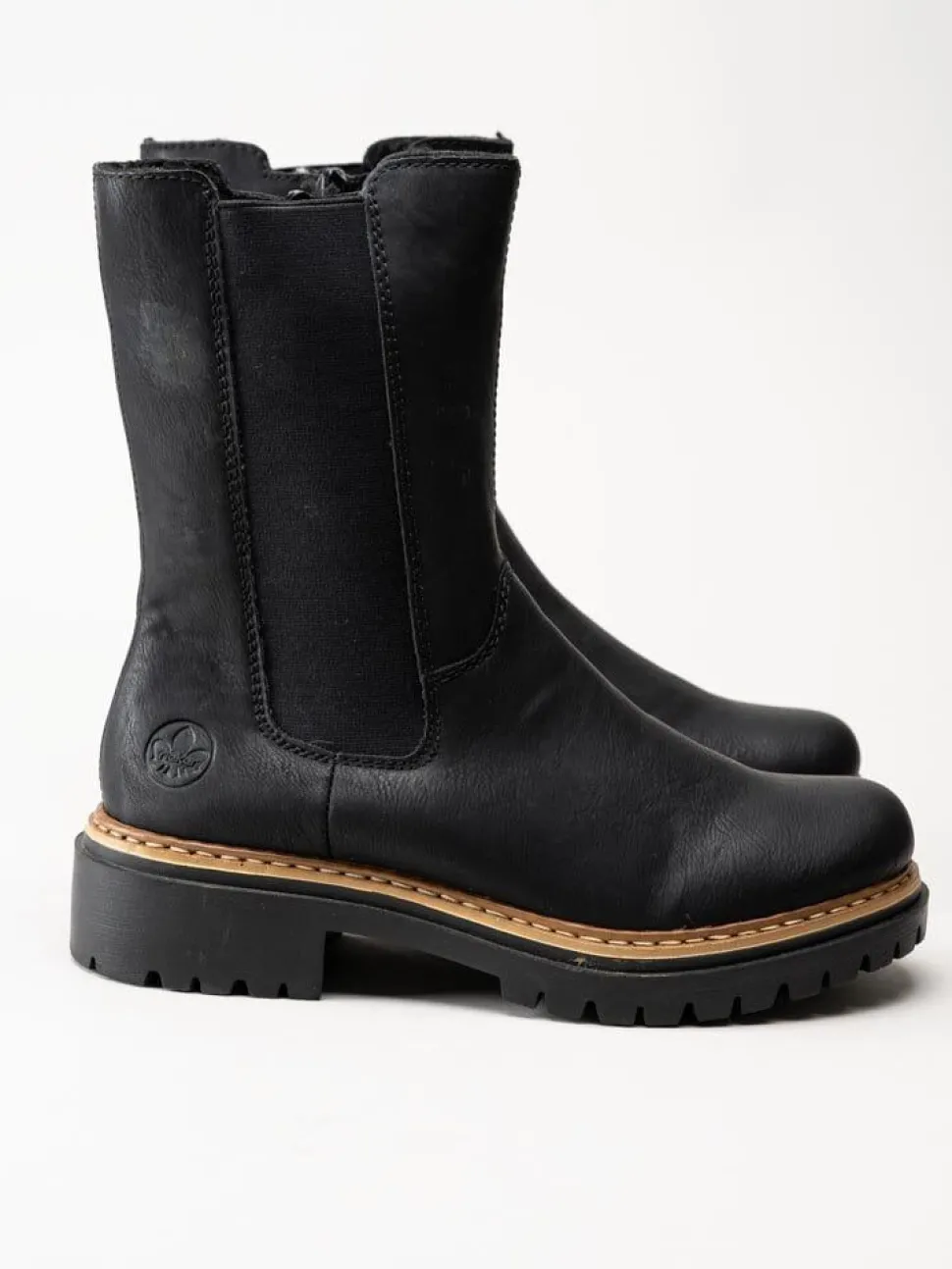 Rieker - Svarta fodrade höga resårboots
