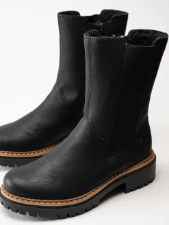 Rieker - Svarta fodrade höga resårboots