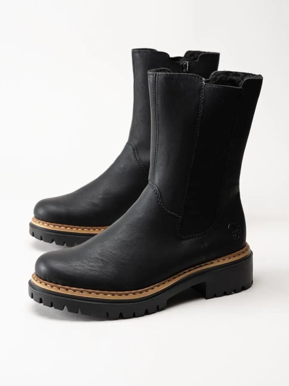 Rieker - Svarta fodrade höga resårboots