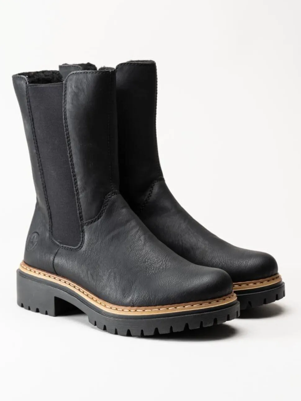 Rieker - Svarta fodrade höga resårboots