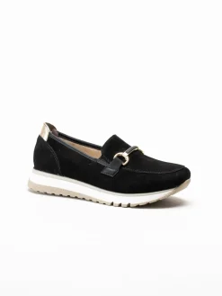 Rieker - Svarta loafers i mocka