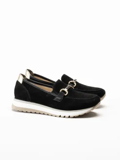 Rieker - Svarta loafers i mocka