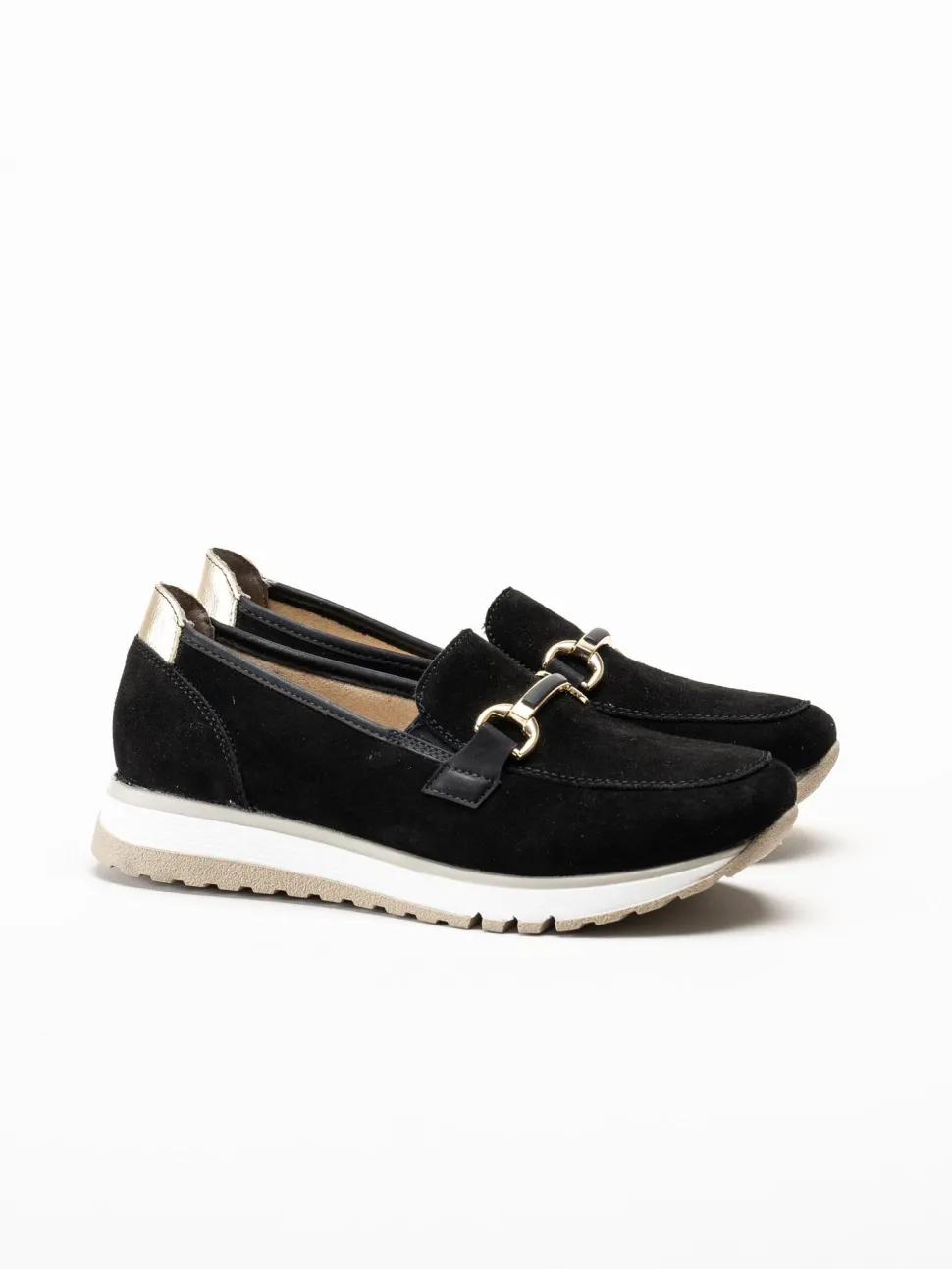 Rieker - Svarta loafers i mocka
