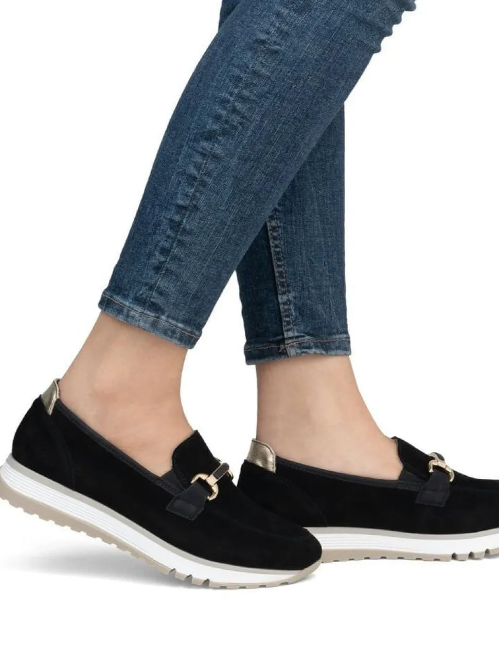 Rieker - Svarta loafers i mocka
