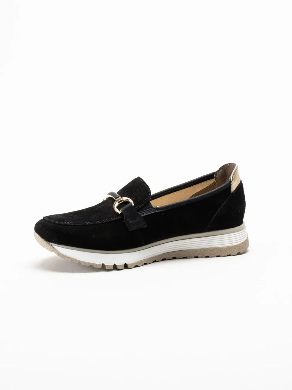 Rieker - Svarta loafers i mocka