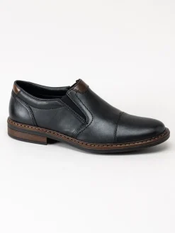 Rieker - Svarta loafers i skinn