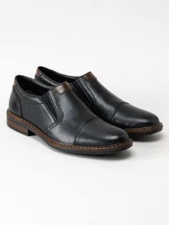 Rieker - Svarta loafers i skinn
