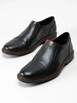 Rieker - Svarta loafers i skinn