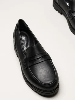 Rieker - Svarta loafers i skinn