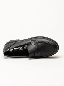 Rieker - Svarta loafers i skinn
