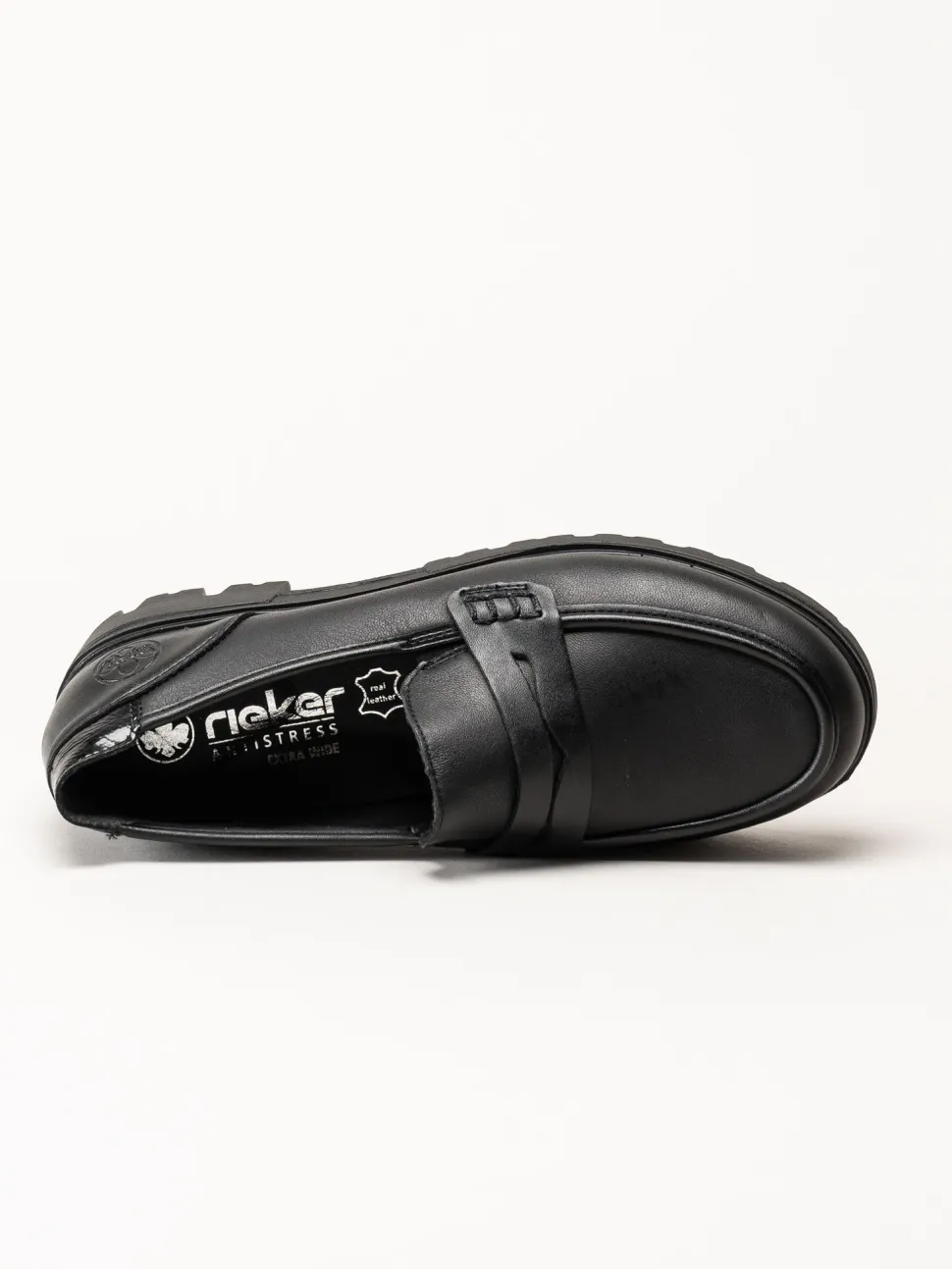 Rieker - Svarta loafers i skinn
