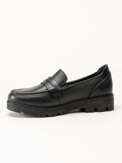 Rieker - Svarta loafers i skinn