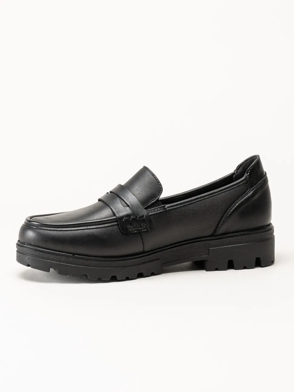 Rieker - Svarta loafers i skinn
