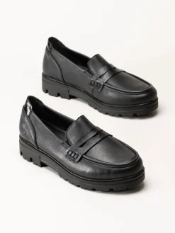 Rieker - Svarta loafers i skinn