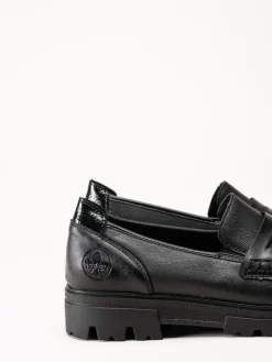 Rieker - Svarta loafers i skinn