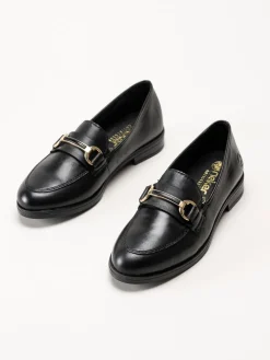 Rieker - Svarta loafers i skinn