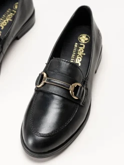 Rieker - Svarta loafers i skinn