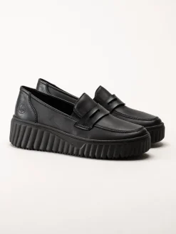 Rieker - Svarta loafers i skinn