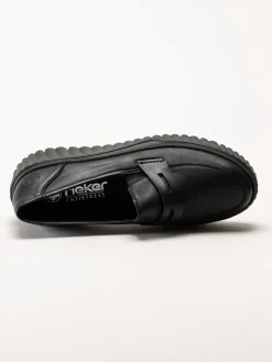 Rieker - Svarta loafers i skinn