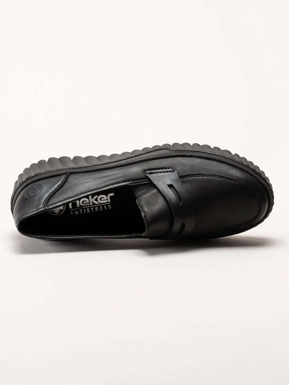 Rieker - Svarta loafers i skinn