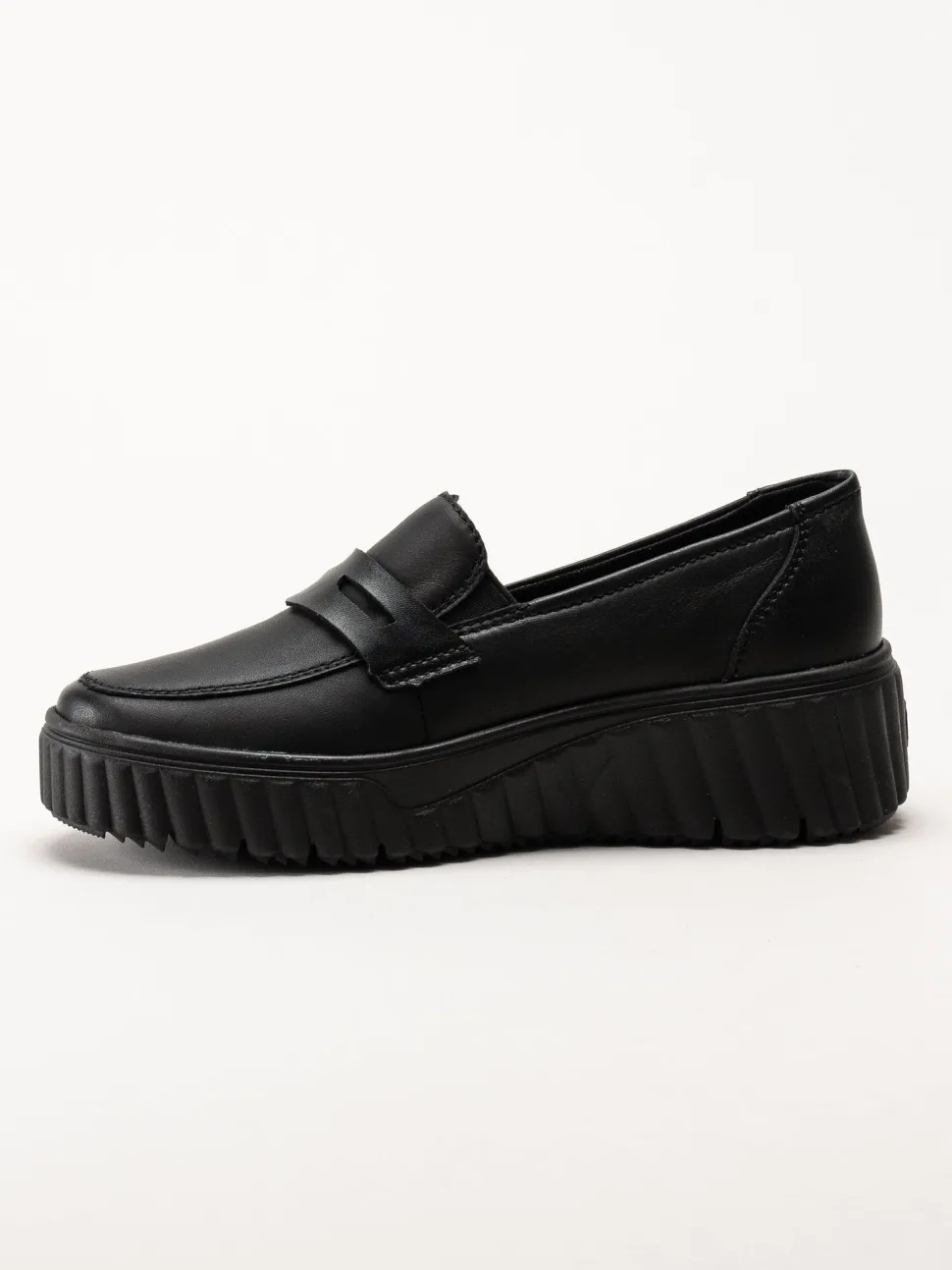 Rieker - Svarta loafers i skinn