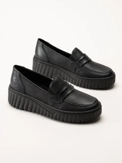 Rieker - Svarta loafers i skinn