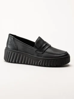 Rieker - Svarta loafers i skinn