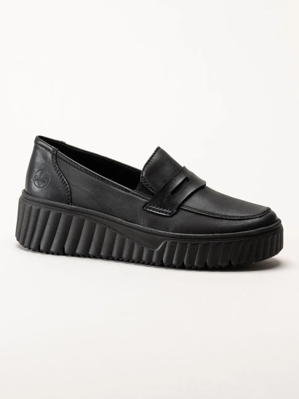Rieker - Svarta loafers i skinn