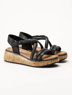 Rieker - Svarta platåsandaletter