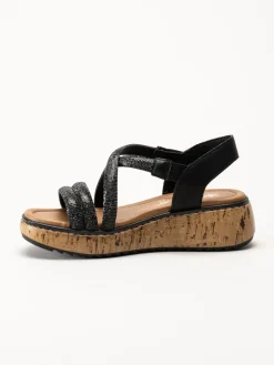 Rieker - Svarta platåsandaletter