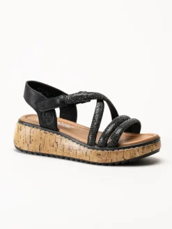 Rieker - Svarta platåsandaletter