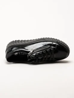 Rieker - Svarta platåsneakers i skinn-lack