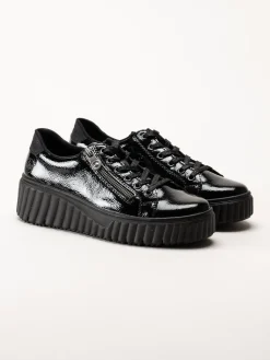 Rieker - Svarta platåsneakers i skinn-lack