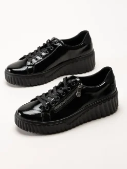 Rieker - Svarta platåsneakers i skinn-lack