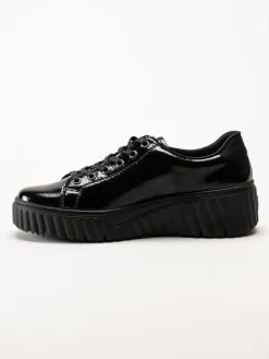 Rieker - Svarta platåsneakers i skinn-lack