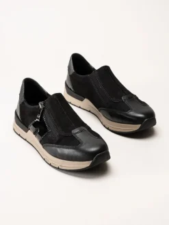 Rieker - Svarta promenadsneakers i nubuck och skinn
