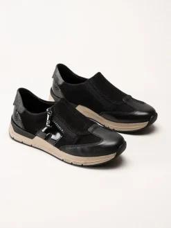 Rieker - Svarta promenadsneakers i nubuck och skinn