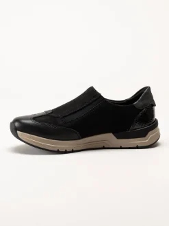 Rieker - Svarta promenadsneakers i nubuck och skinn