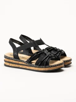 Rieker - Svarta remsandaletter