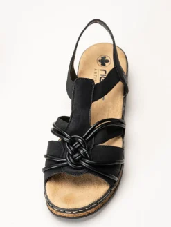 Rieker - Svarta remsandaletter